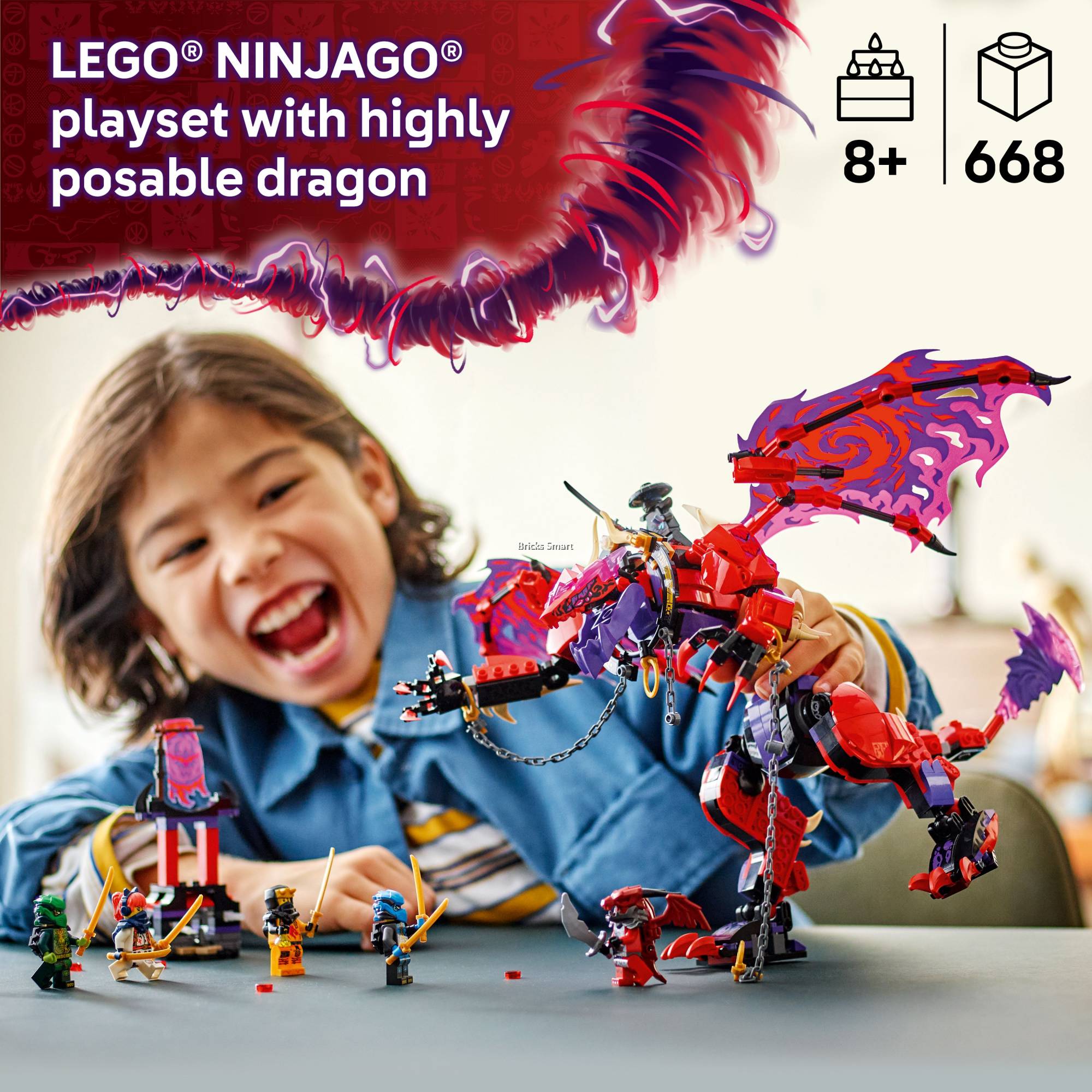 LEGO 71832 Ninjago Thunderfang Dragon of Chaos Building Toy Set